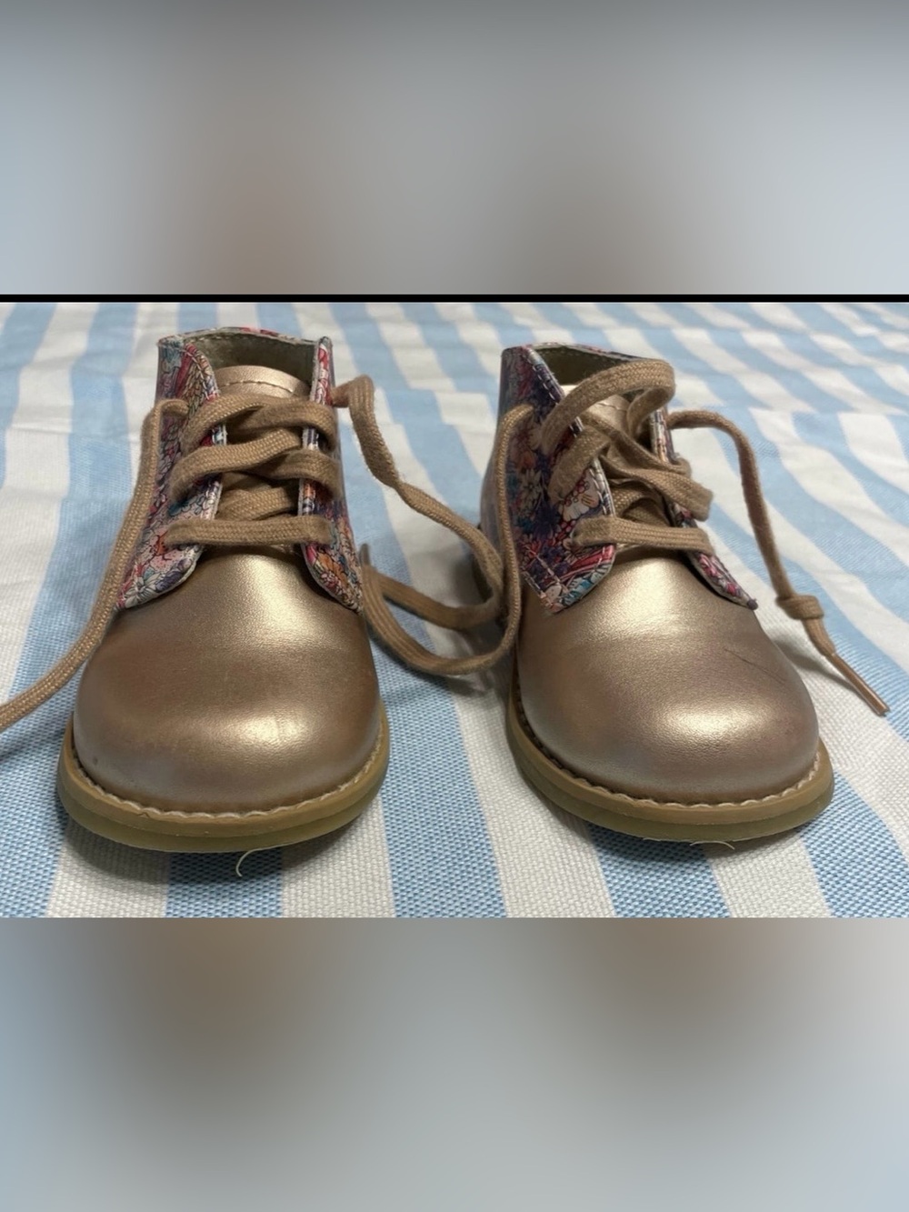 Footmates Kids Metallic Rose Gold Lace-Up Shoes